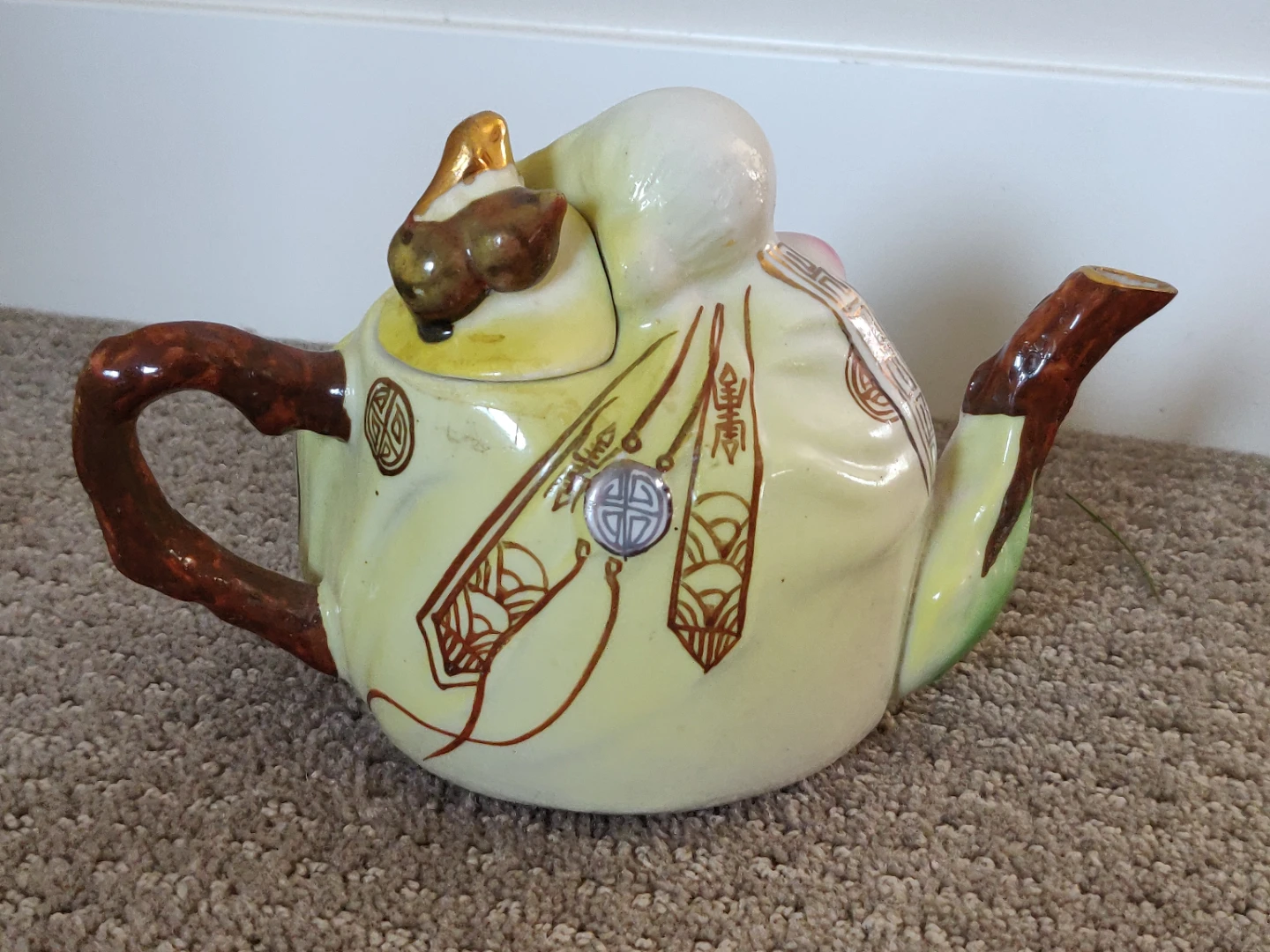 Antique Teapot Shou Xing God of Longevity Peach Fuk Luk Sau - photo 4