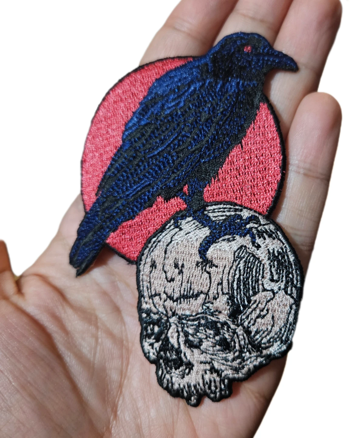 CROW + SKULL Embroidered Patch