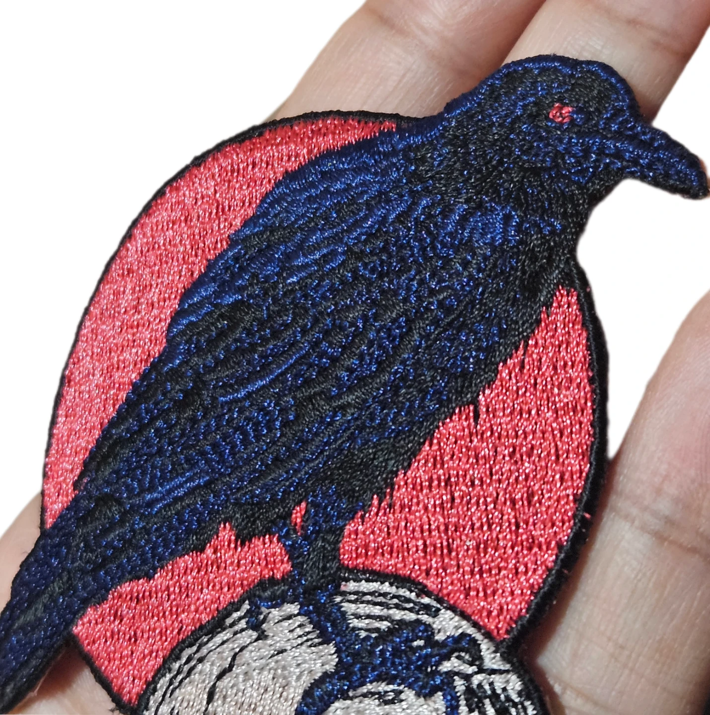 CROW + SKULL Embroidered Patch - photo 2
