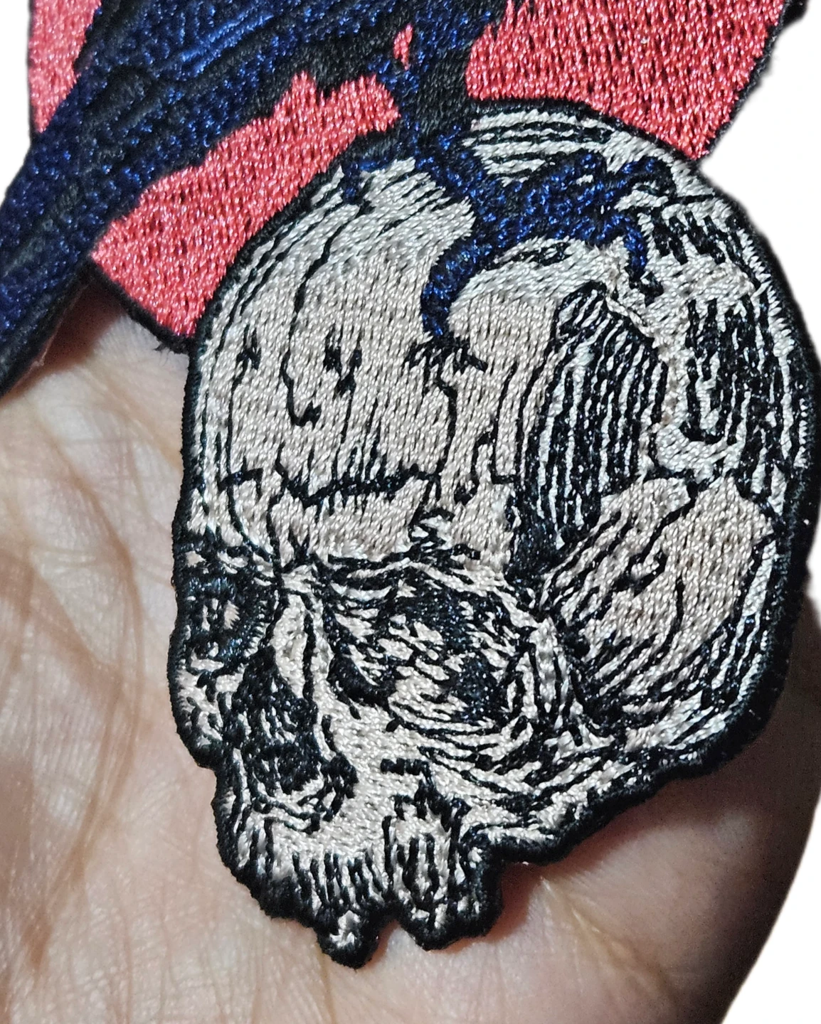 CROW + SKULL Embroidered Patch - photo 3