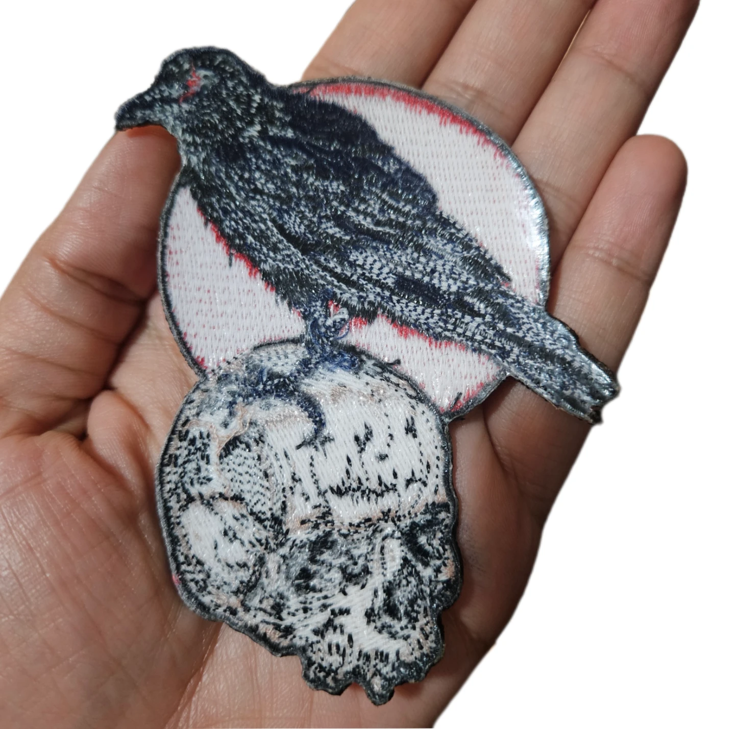 CROW + SKULL Embroidered Patch - photo 4