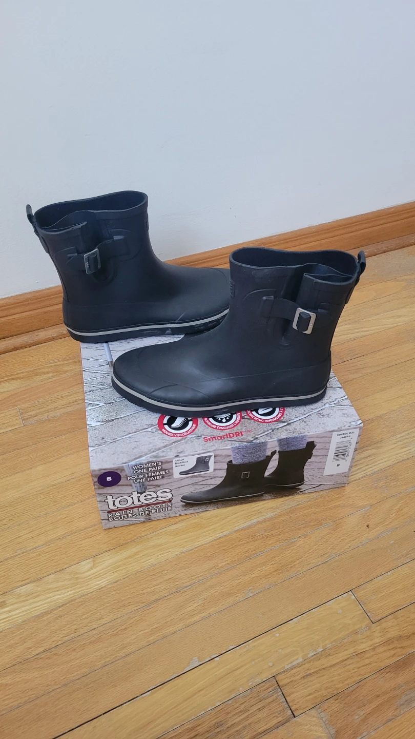 Totes Women's Black Rain Boots Size 8 - photo 2