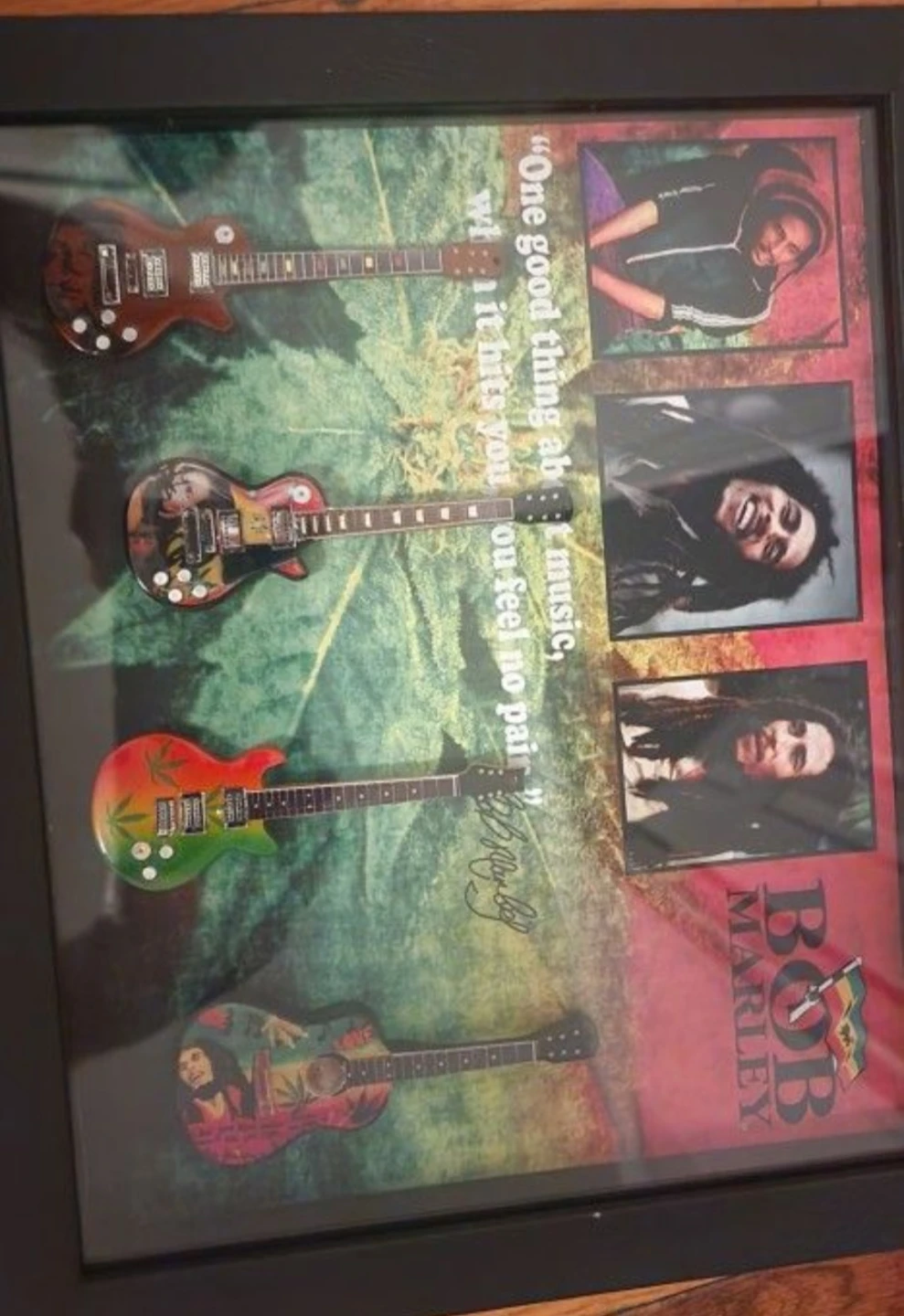 Bob Marley Tribute Shadow Box with Mini Guitars - photo 2