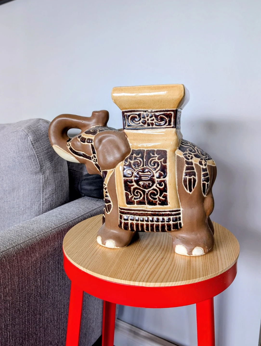 Beautiful Ceramic Elephant Garden Stool Accent Decor