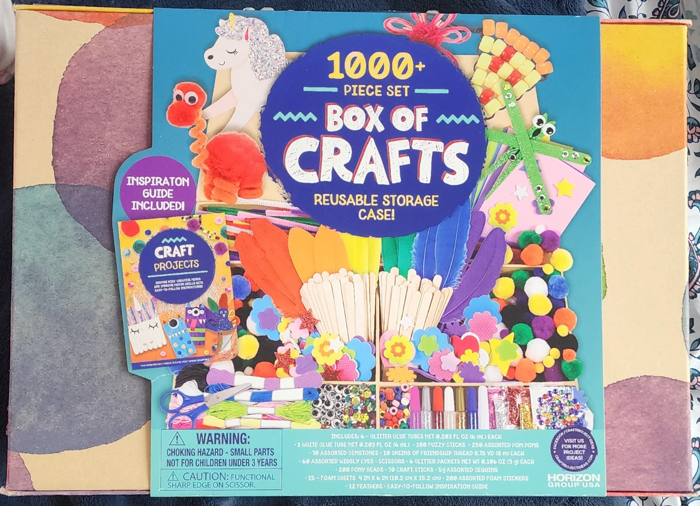 Box of Crafts 1000+ Piece Set with Reusable Storage Case