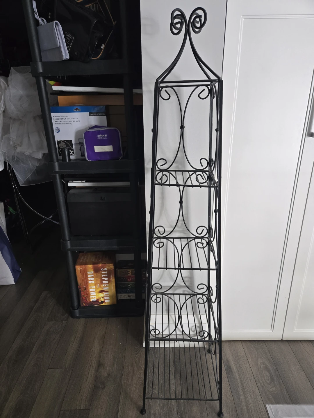 Black Wrought Iron Tiered Plant Stand Shelf