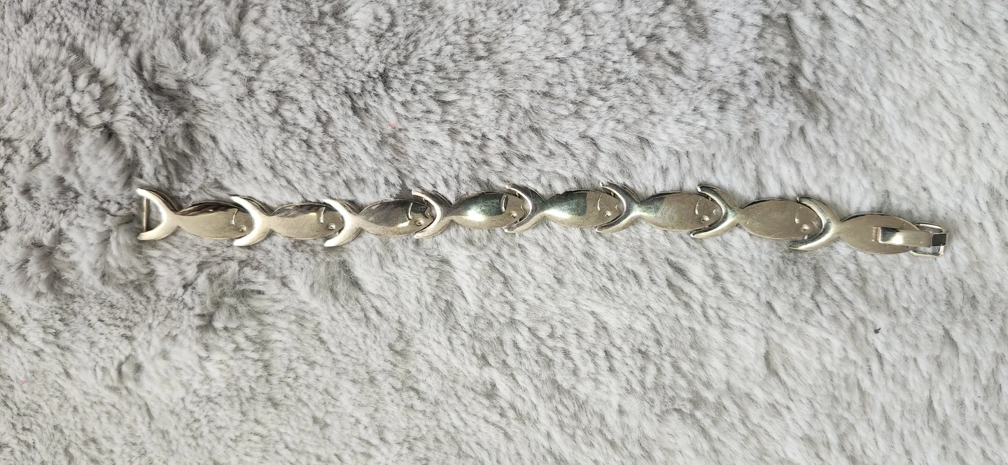 Sterling Silver Fish Link Bracelet