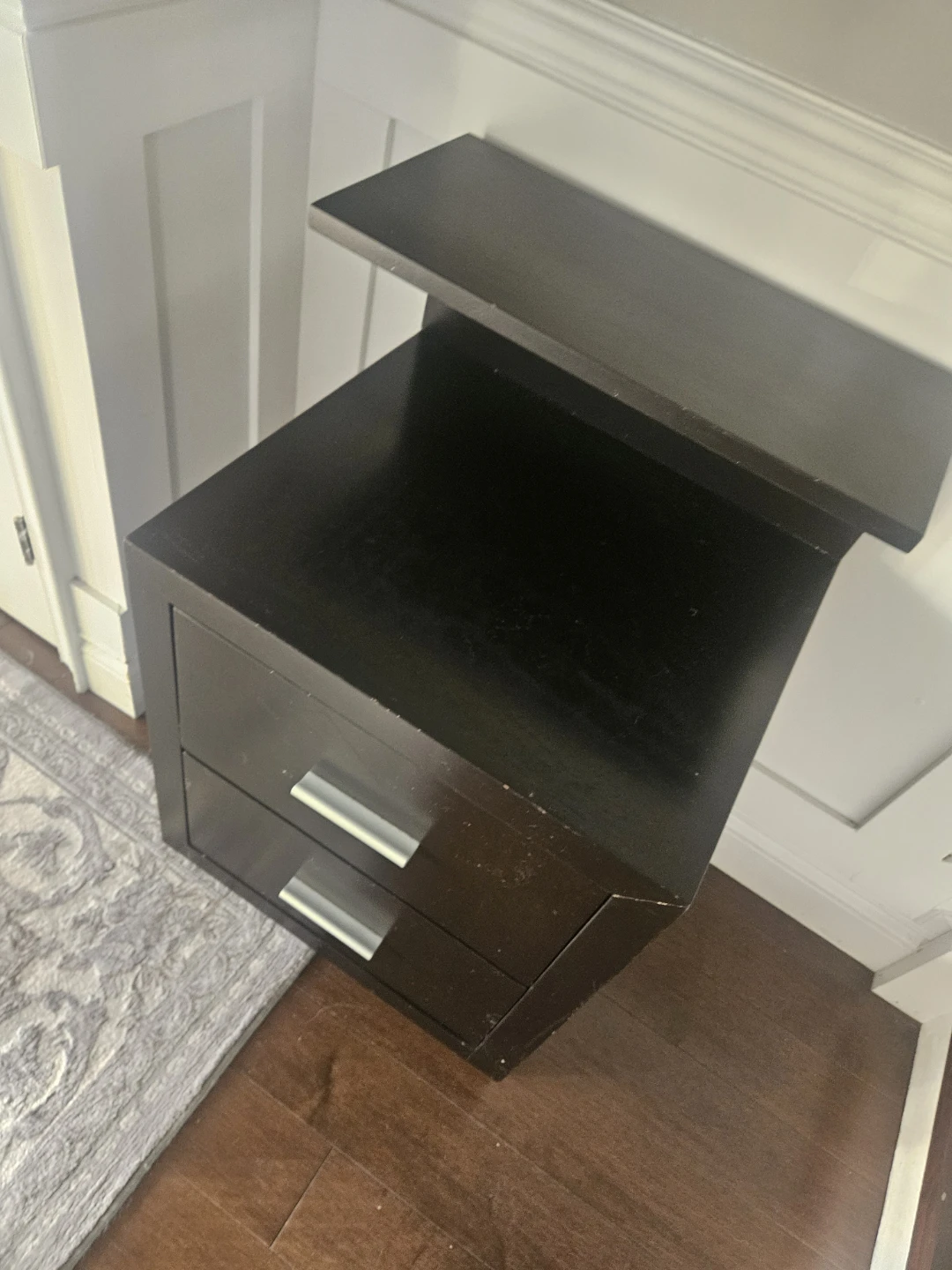 Dark Brown 2-Drawer Nightstand with Shelf - photo 2