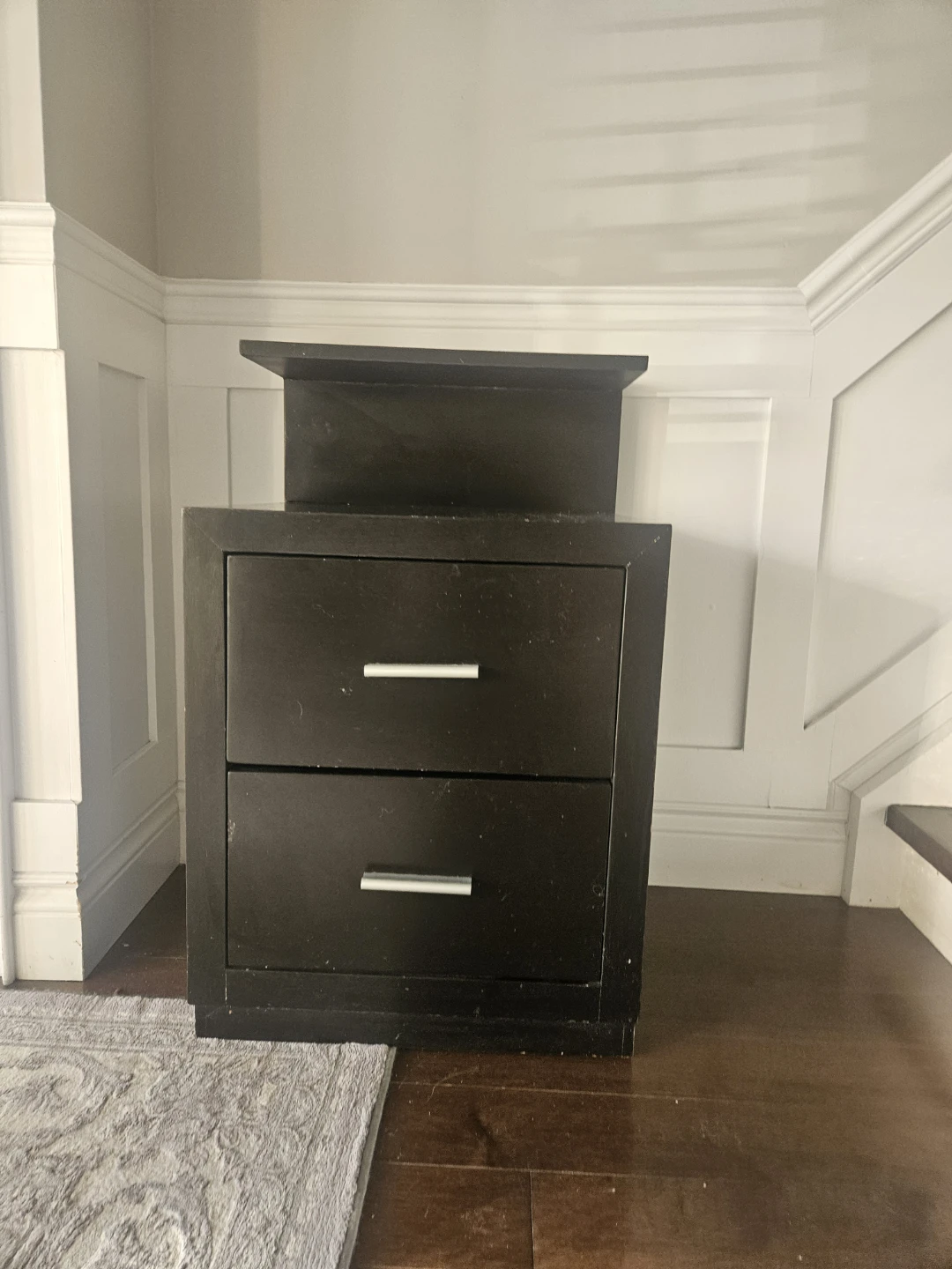 Dark Brown 2-Drawer Nightstand with Shelf - photo 3