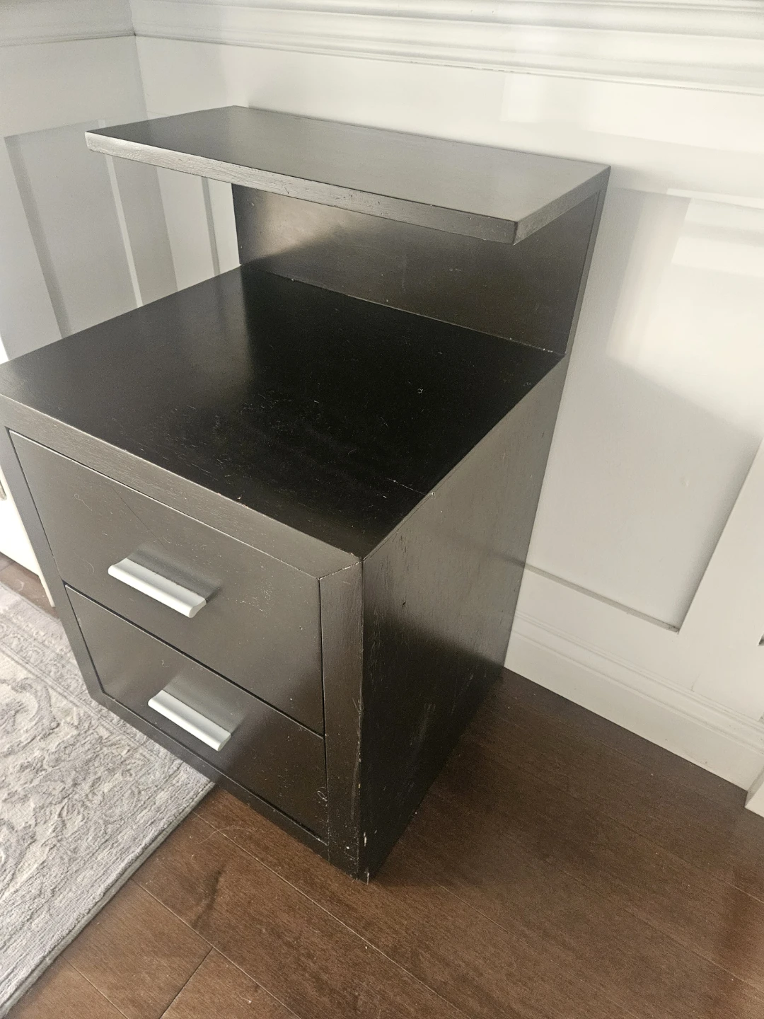 Dark Brown 2-Drawer Nightstand with Shelf - photo 4