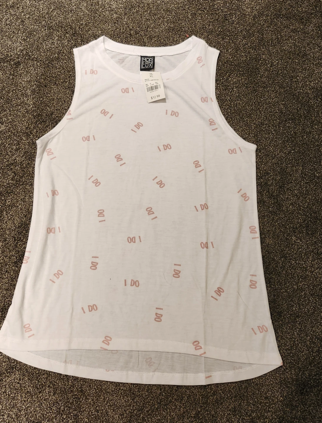 MODERN LUX "I Do" Sleeveless Tank Top XL White