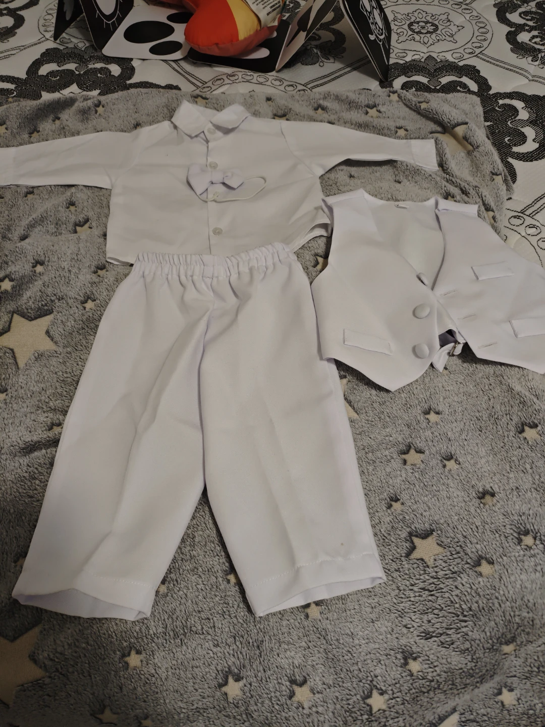 White Baby Christening Suit 3 Piece Set - photo 2