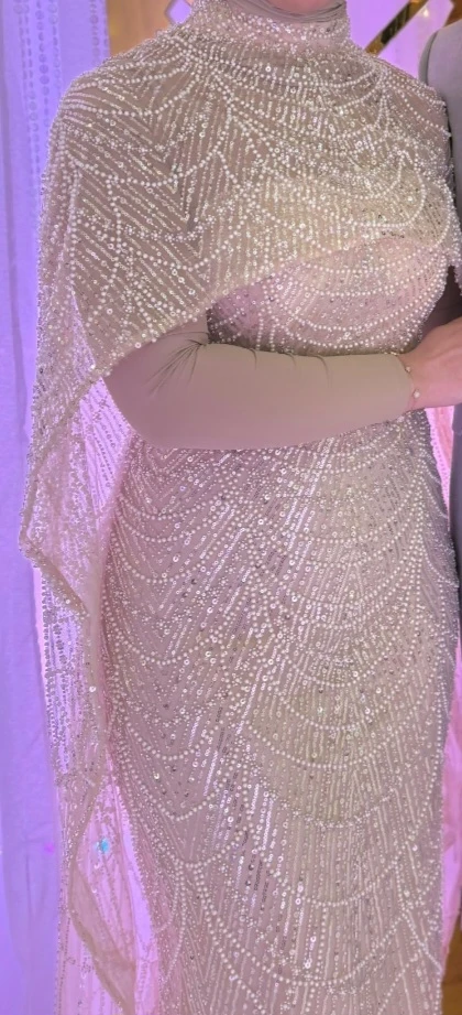Sparkly Beaded Maxi Dress with Cape