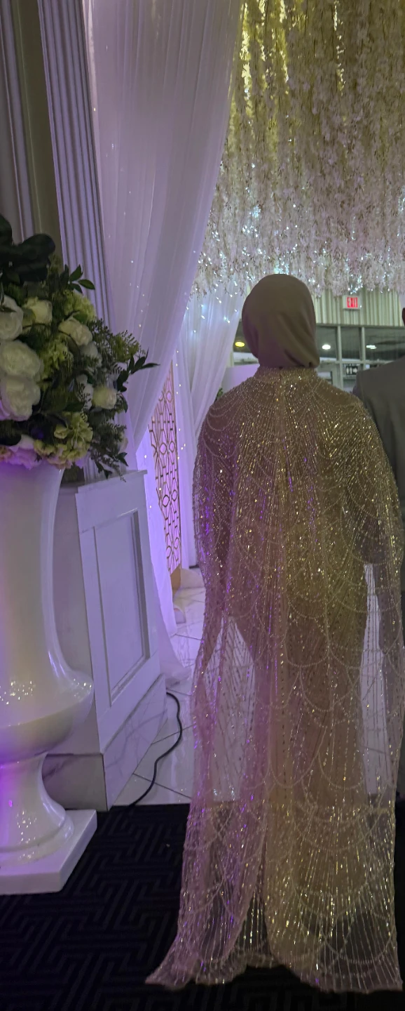 Sparkly Beaded Maxi Dress with Cape - photo 3
