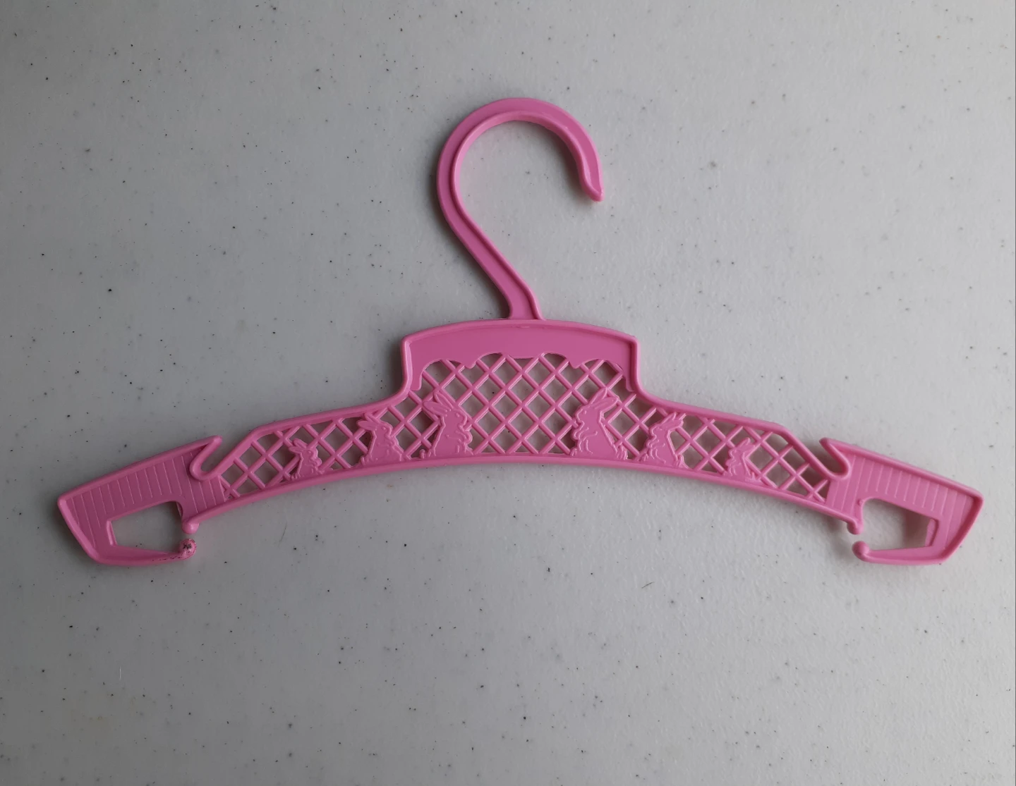 Vintage Pink Bunny Plastic Kids' Hanger (Kit Cat Club rescue)