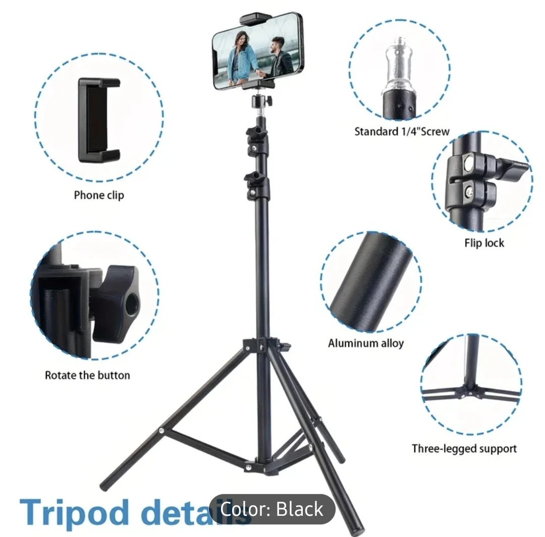 Black Tripod Stand for Phone and Camera - photo 2