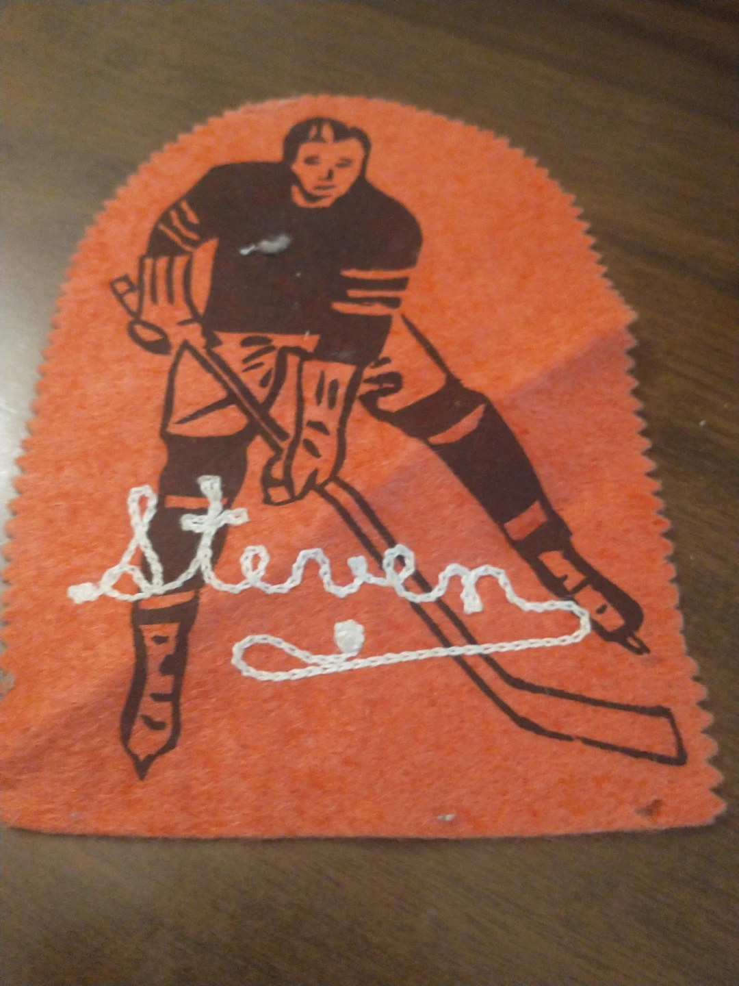 Felt Hockey Player Patch with "Steven" Embroidery - photo 2