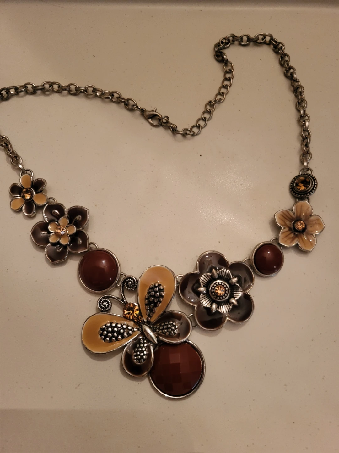 Vintage  Floral & Butterfly Necklace