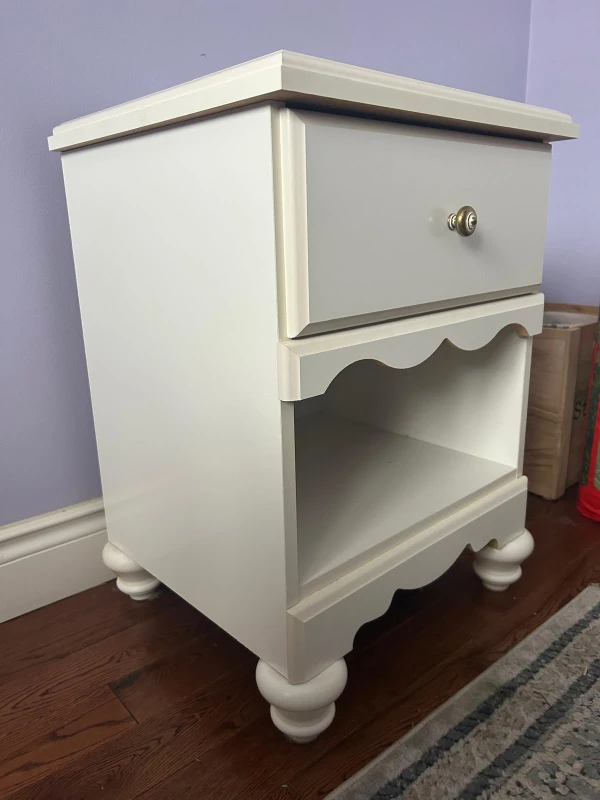 White Nightstand with Drawer and Shelf - photo 2