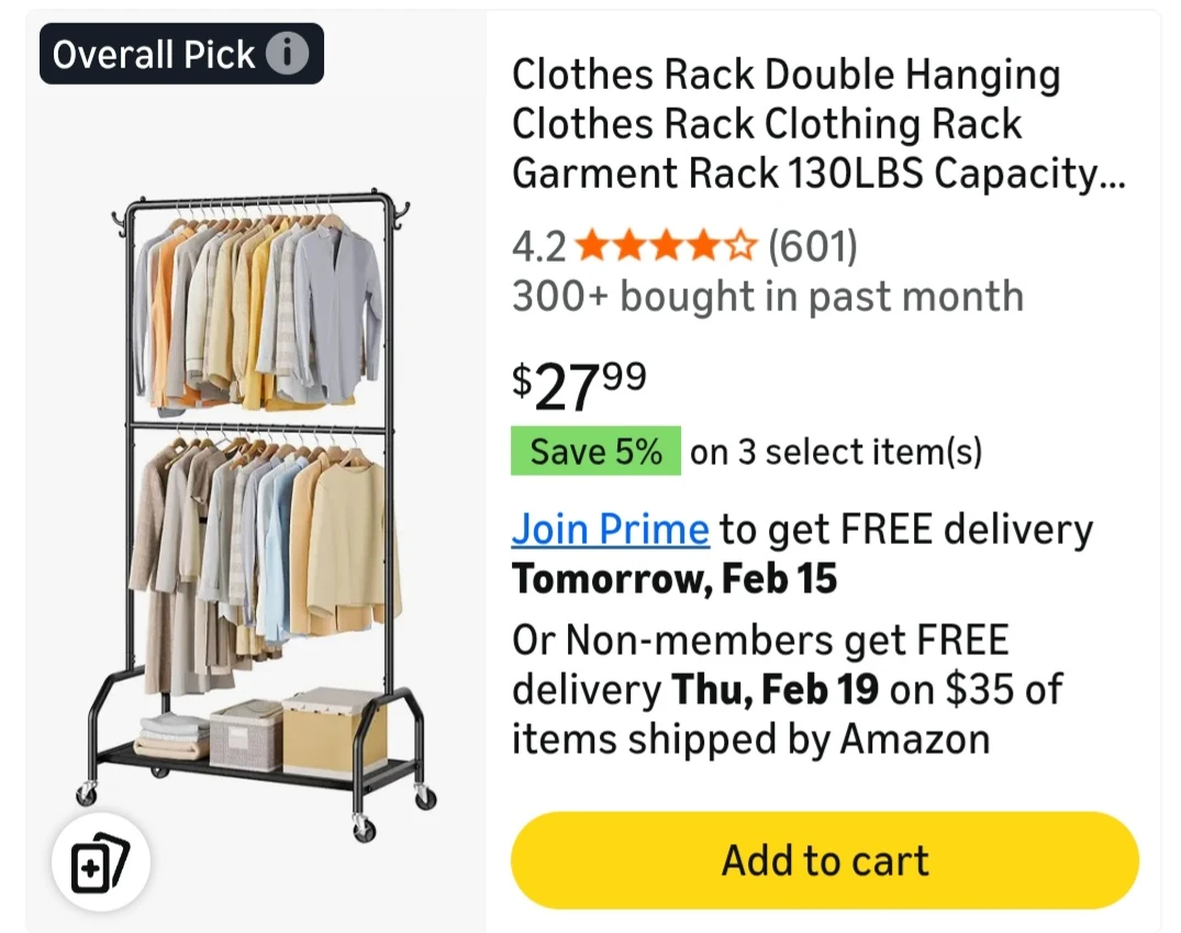 Rolling clothes rack Double Garment Rack bottom shelf - photo 2