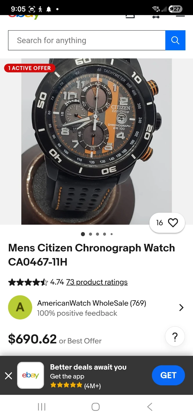 Citizen Eco-Drive Chronograph Watch WR 100 - photo 5