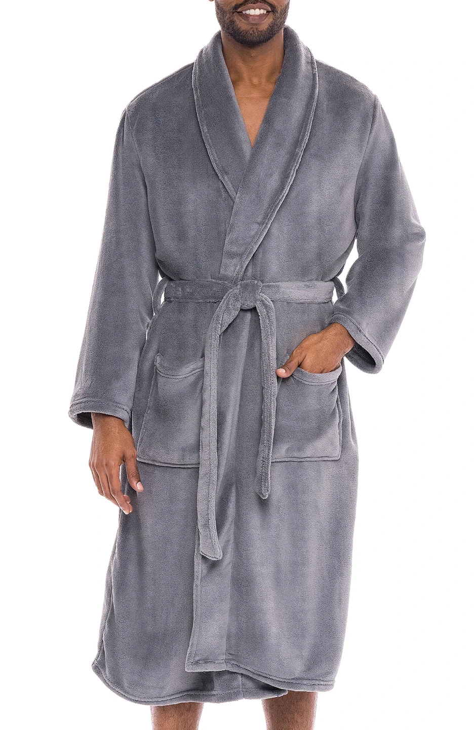 New (no tag)- Grey Nautica sleepwear men plush robe -  size os - photo 4