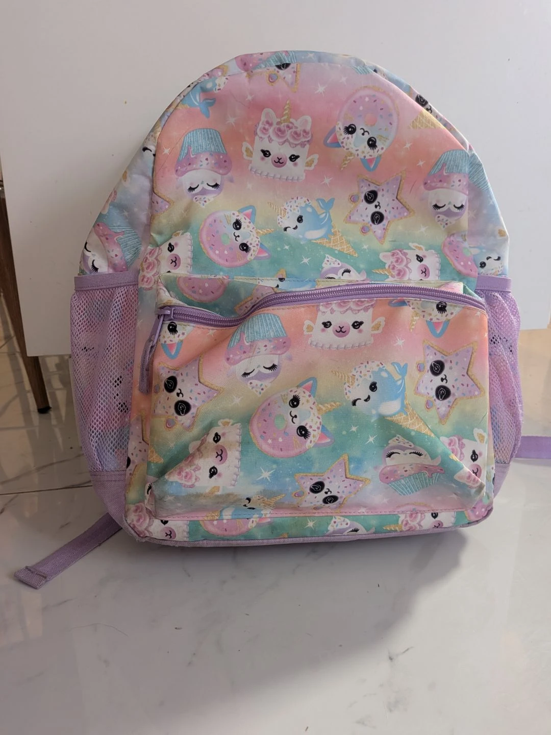 Kids Pastel Unicorn & Cat Print Backpack