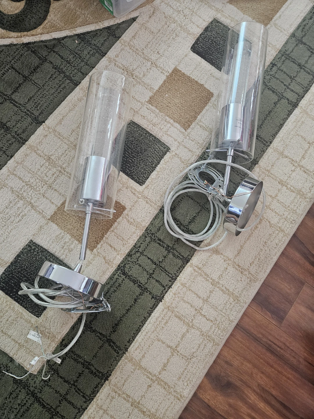 Set of 2 Clear Cylinder Pendant Lights - photo 2