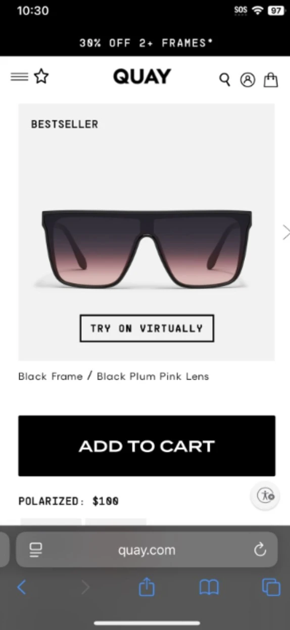 QUAY Sunglasses - Black Frame / Black Plum Pink Lens - photo 2