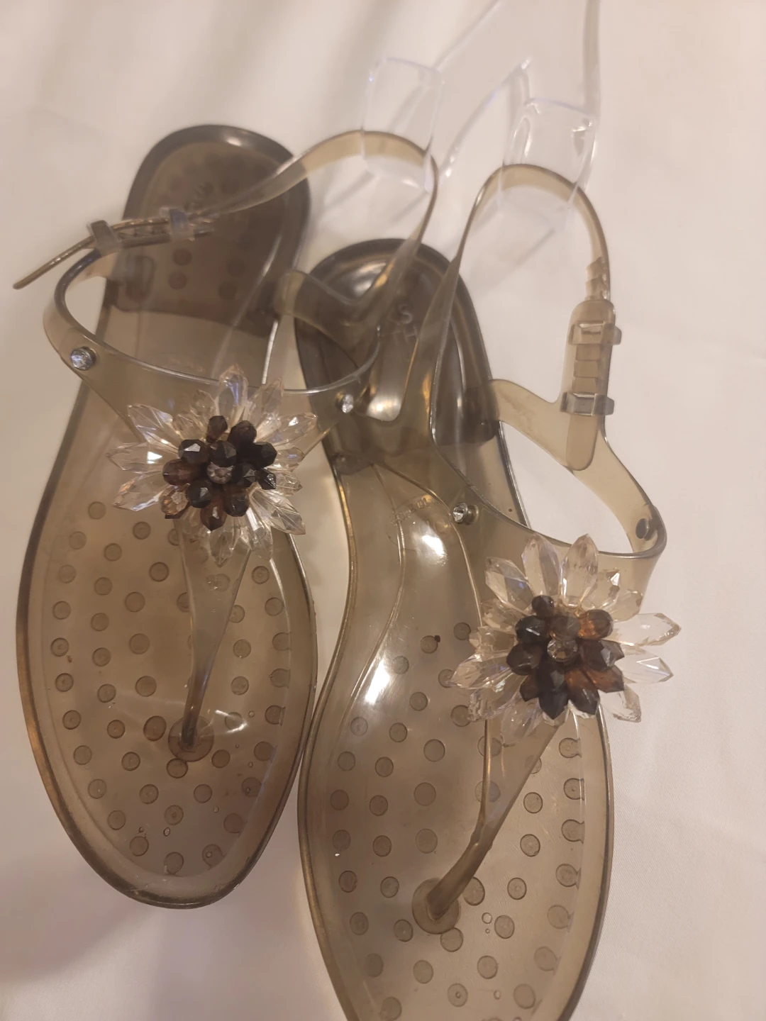 Translucent Jelly Sandals with Flower Embellishment - photo 3