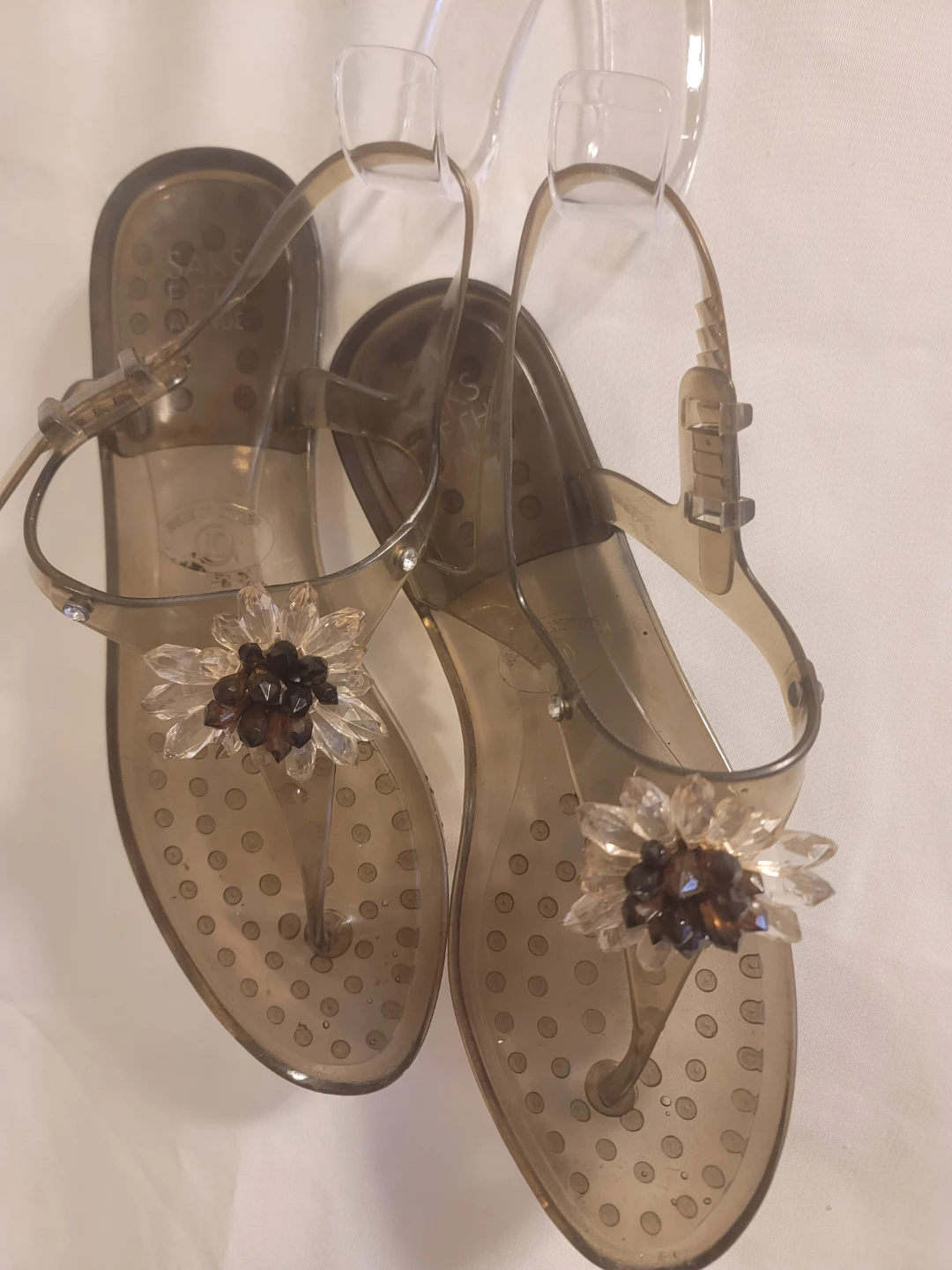 Translucent Jelly Sandals with Flower Embellishment - photo 4