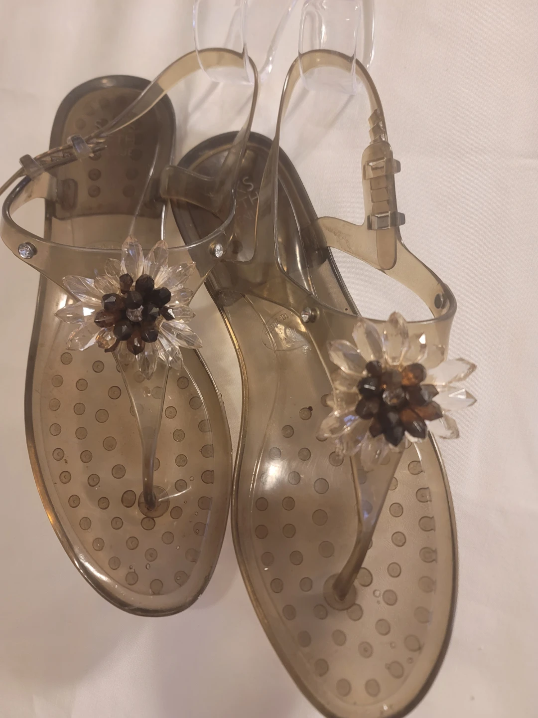 Translucent Jelly Sandals with Flower Embellishment - photo 5
