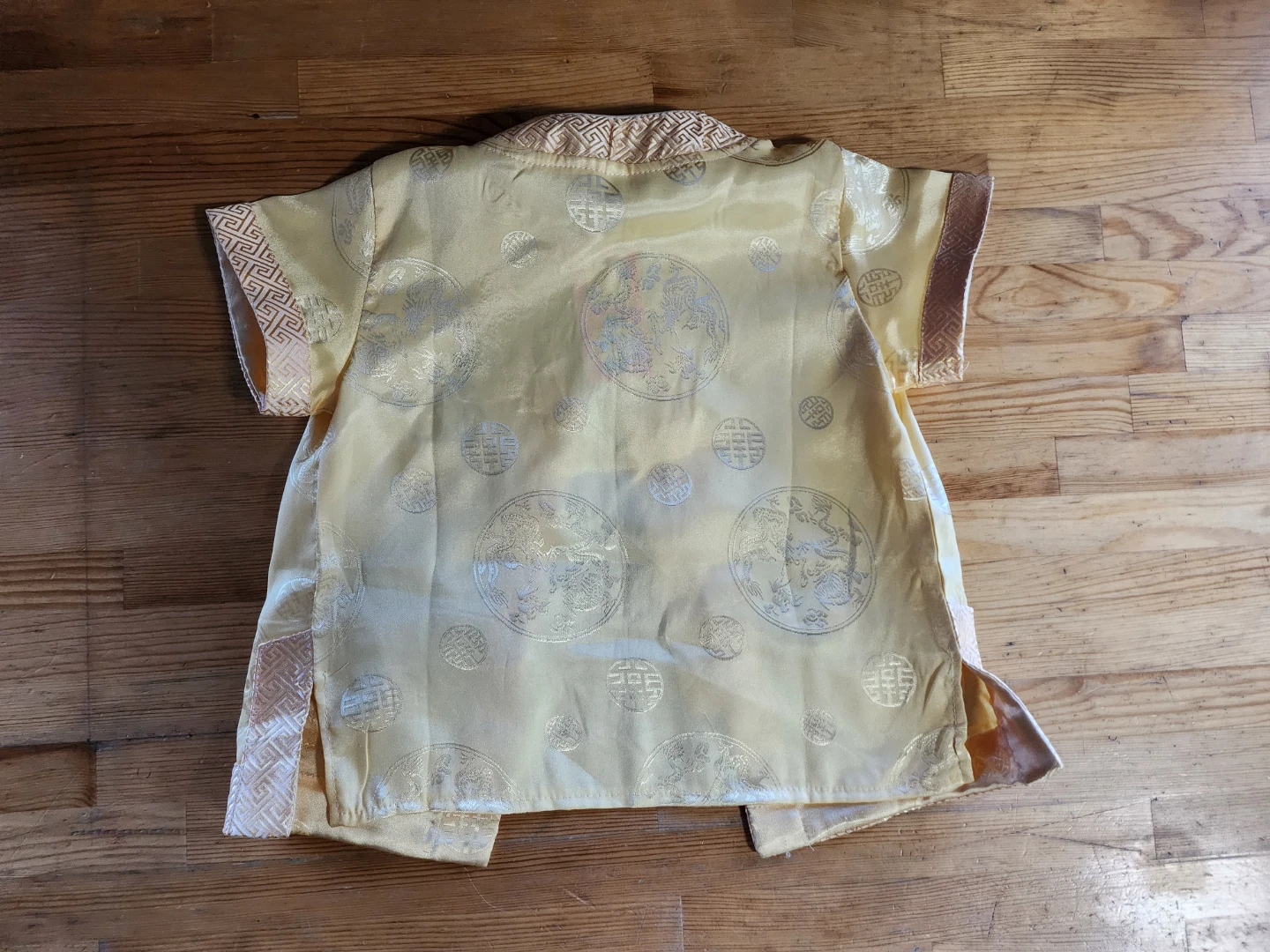 Kids Chinese Yellow Satin Dragon Print Set (Size 6, age 5-6) 🏆 - photo 4