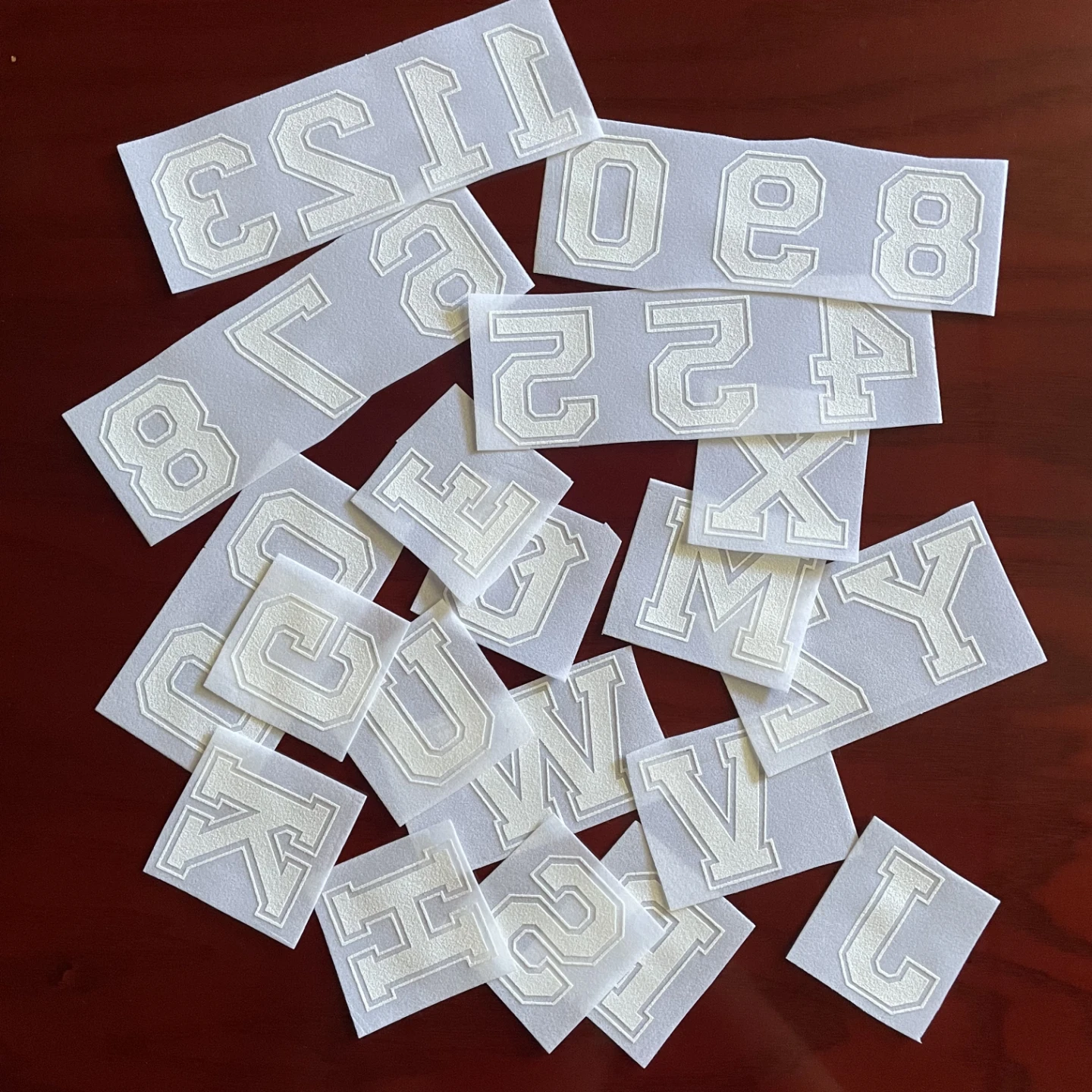 Assorted White Iron On Athletic Letters 🏆