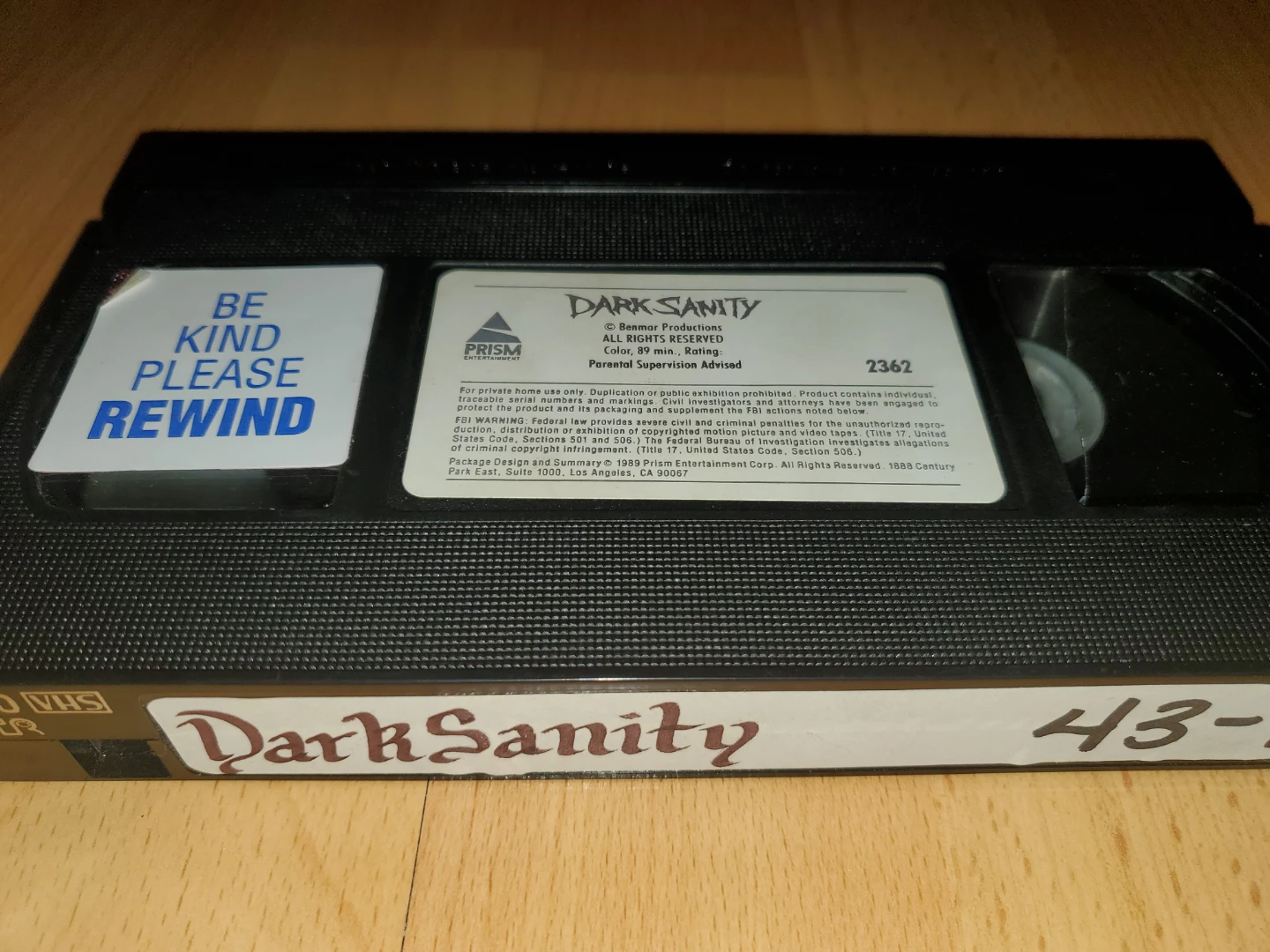 VHS Horror Dark Sanity Video Tape (ex-rental) - photo 3
