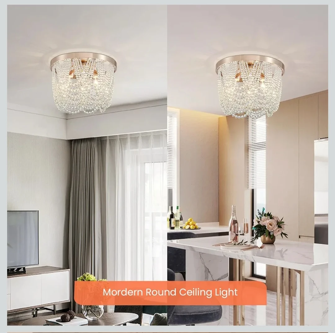 Round Crystal Chandelier Modern Flush Mount ... - photo 3