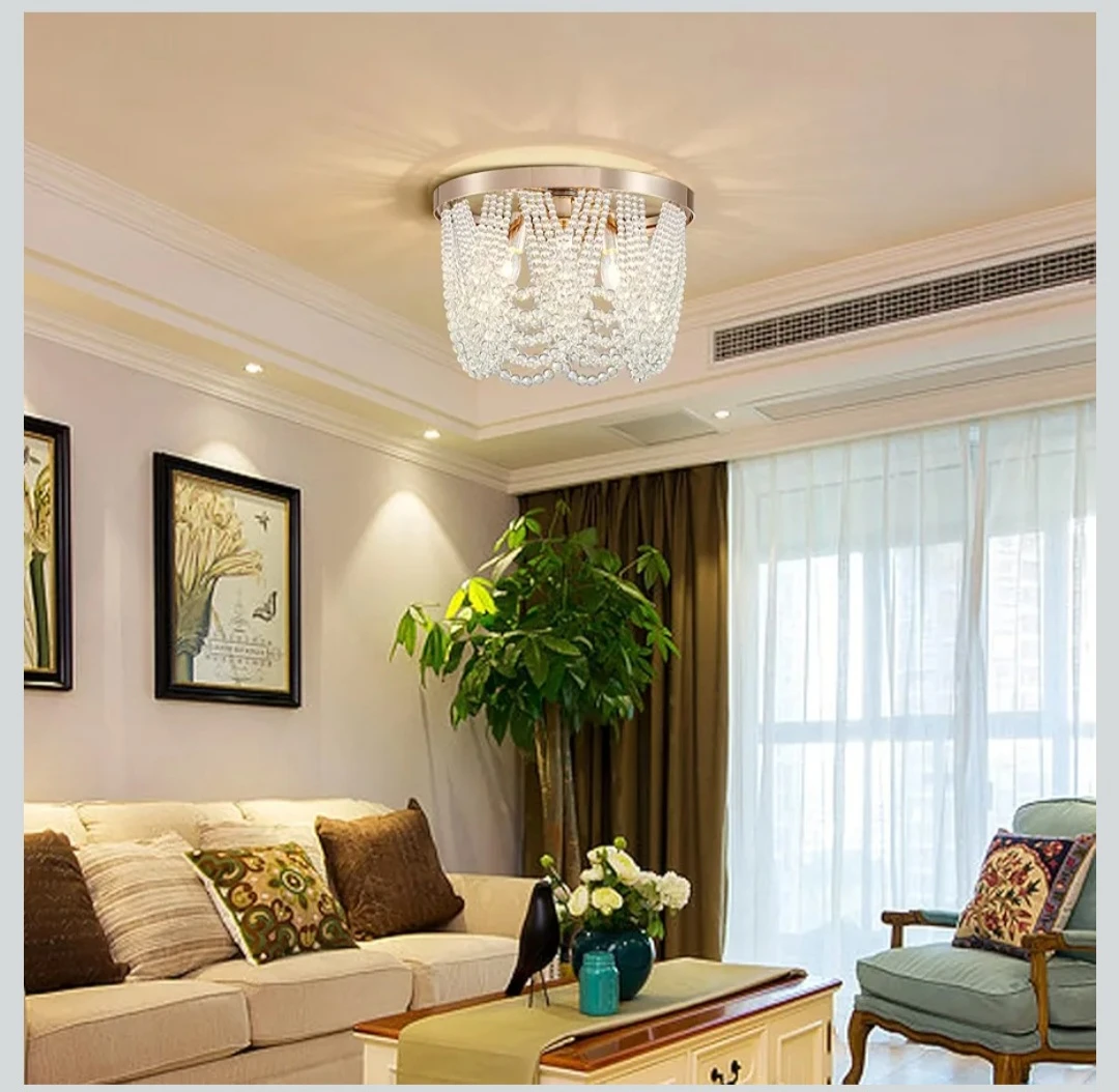 Round Crystal Chandelier Modern Flush Mount ... - photo 4