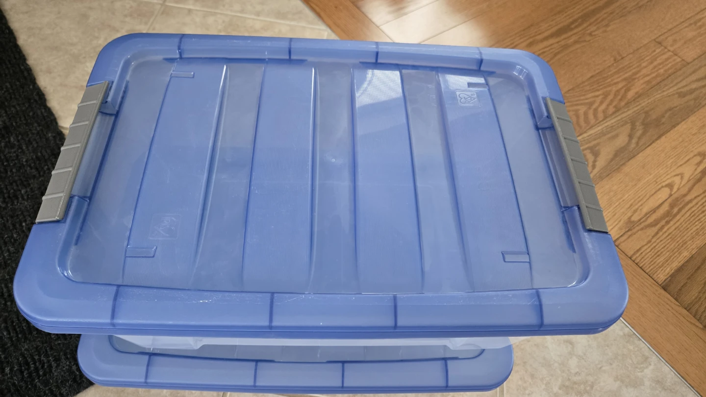Clear Storage Totes with Blue Lids (2 Pack) - photo 2