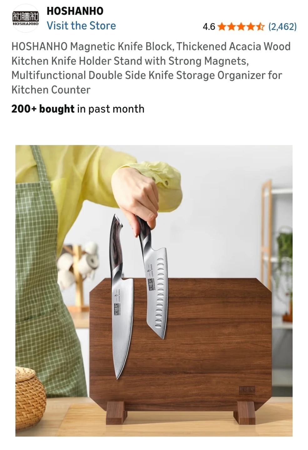 HOSHANHO Magnetic Knife Block, Acacia Wood - photo 2