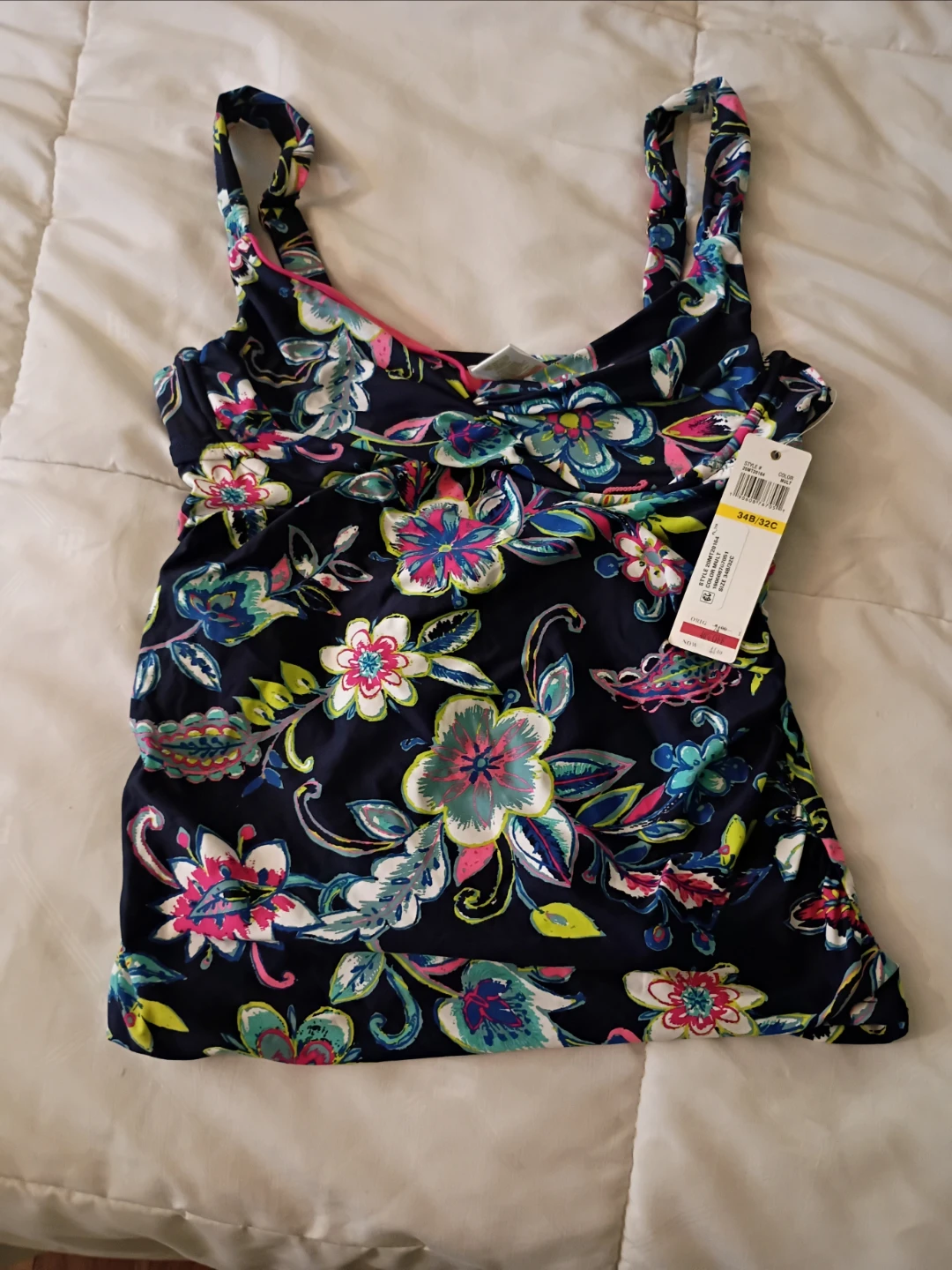 Nautical Floral Print Tankini Top