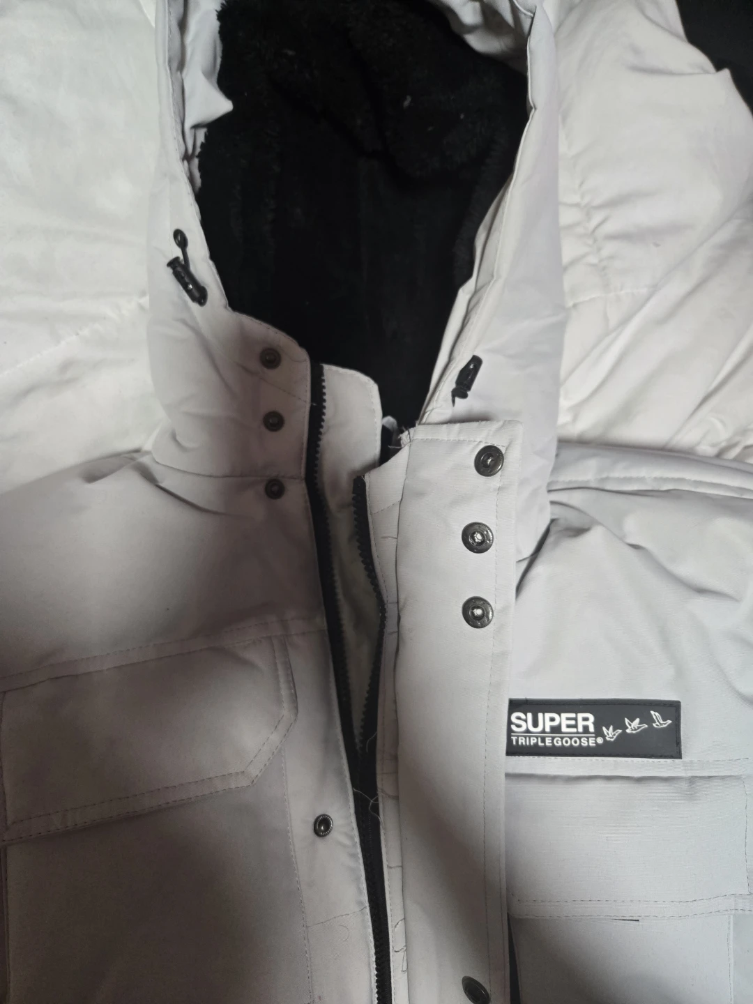 Super Triple Goose Down Parka Jacket - Grey - Size S/P - photo 5