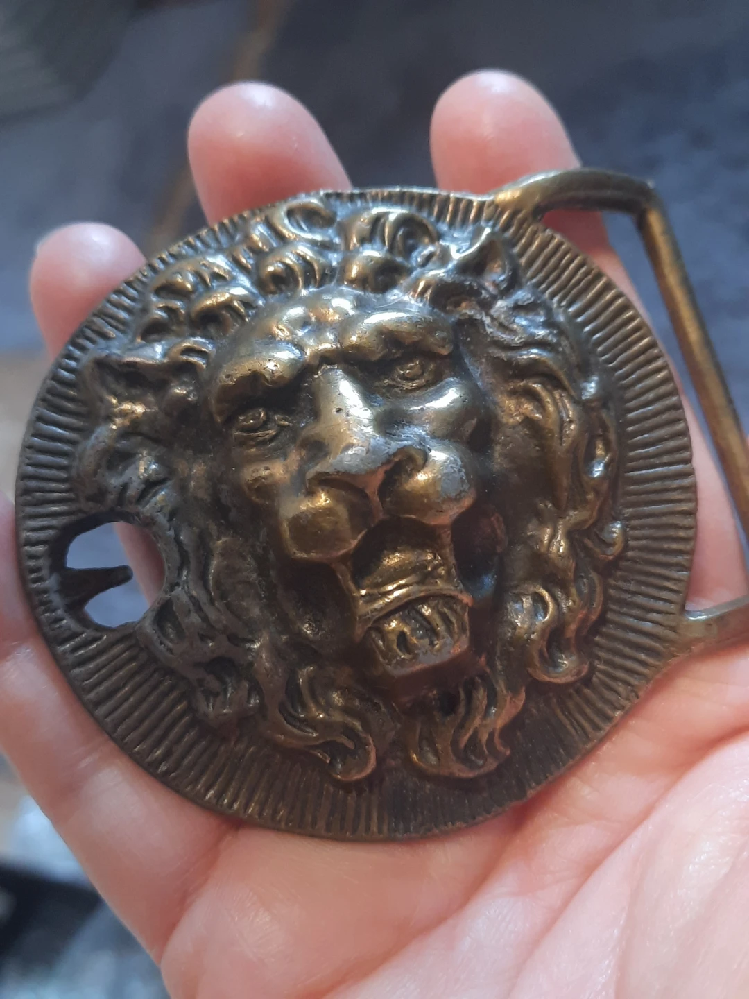 Vintage Lion Head Belt Buckle