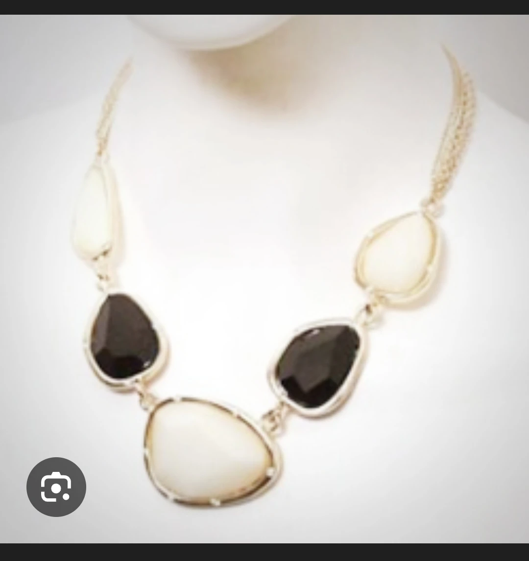 FRANCIS KAY Statement Necklace with Black and White Stones