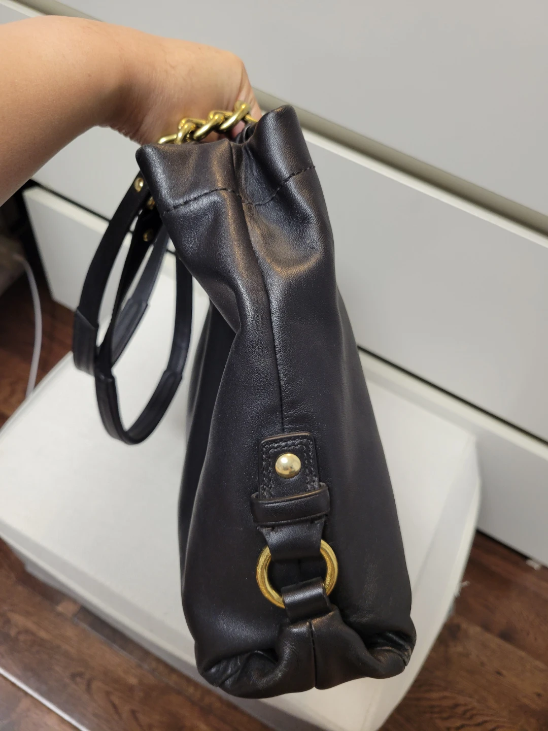 Coach Vintage Ashley Black Pleated Leather Chain Shoulder Bag - photo 5