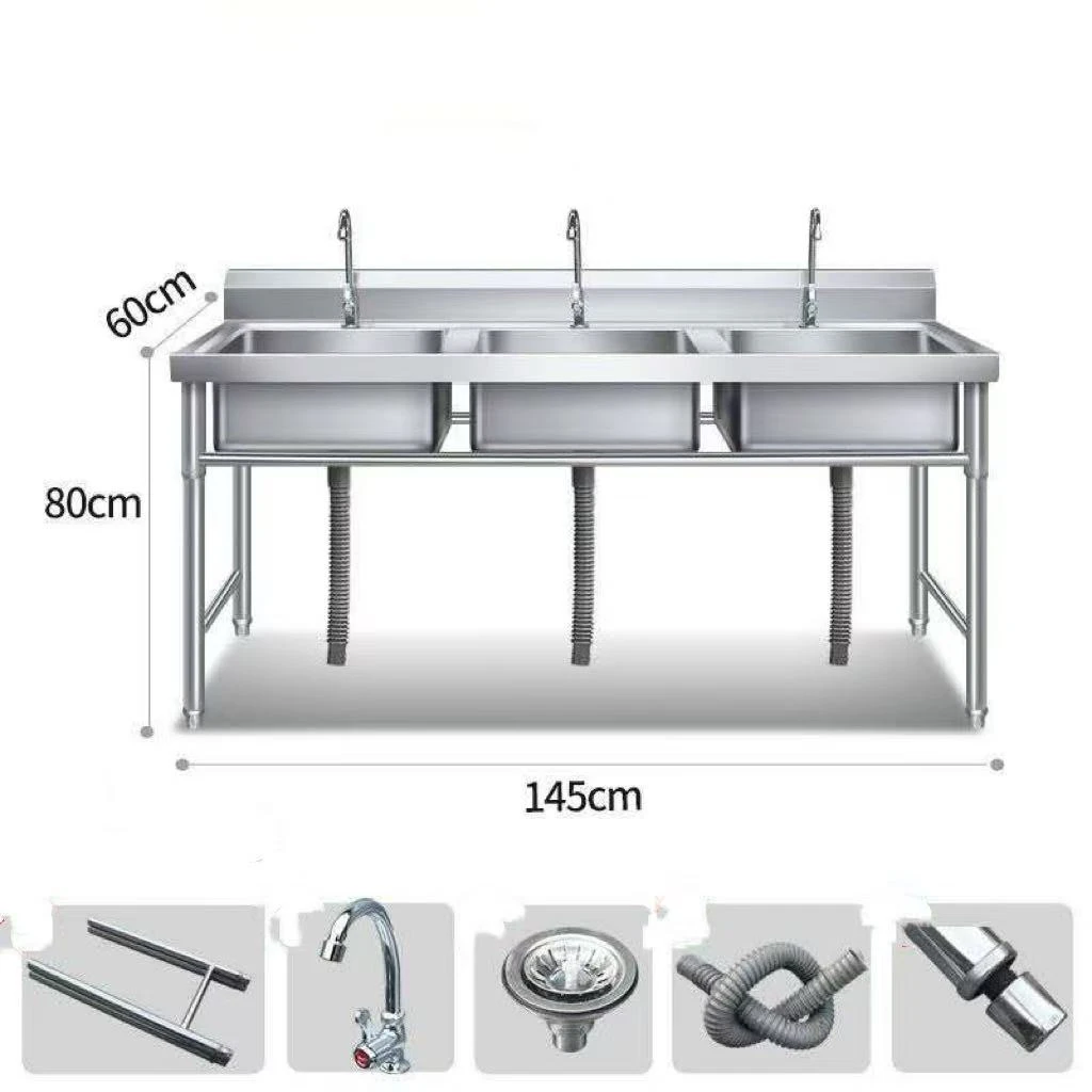 3-Basin Commercial Stainless Steel Sink
