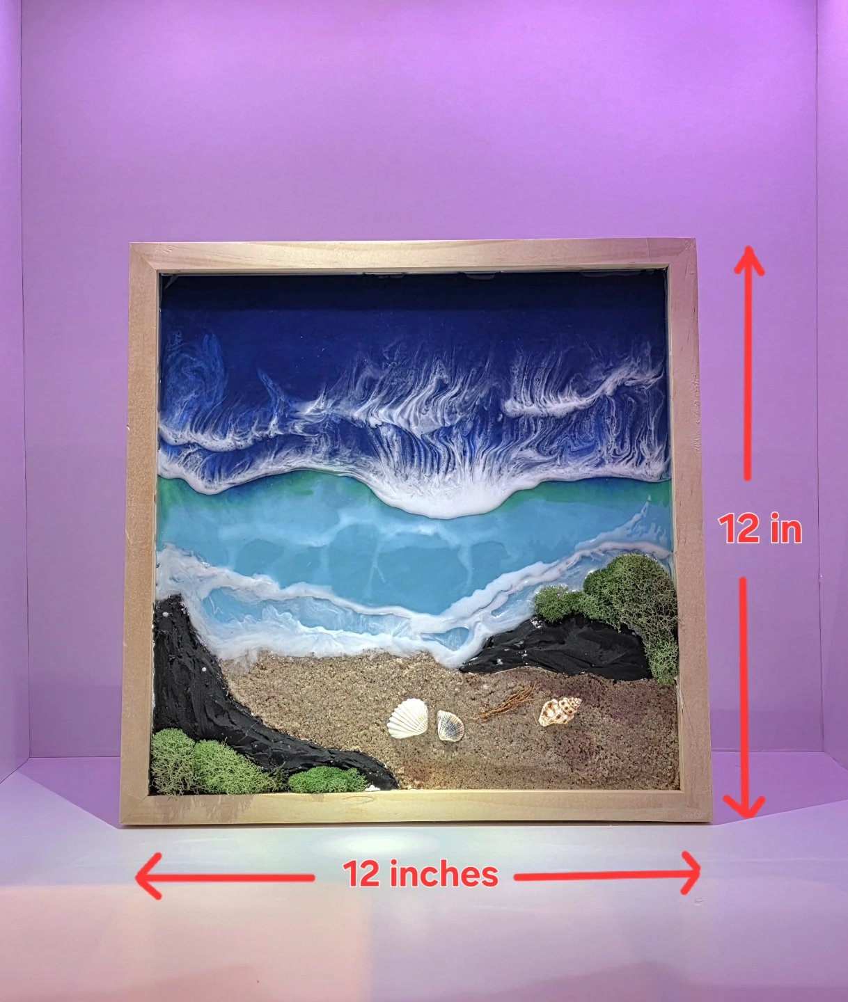 12"" x 12"" Resin Beach Scene Shadow Box