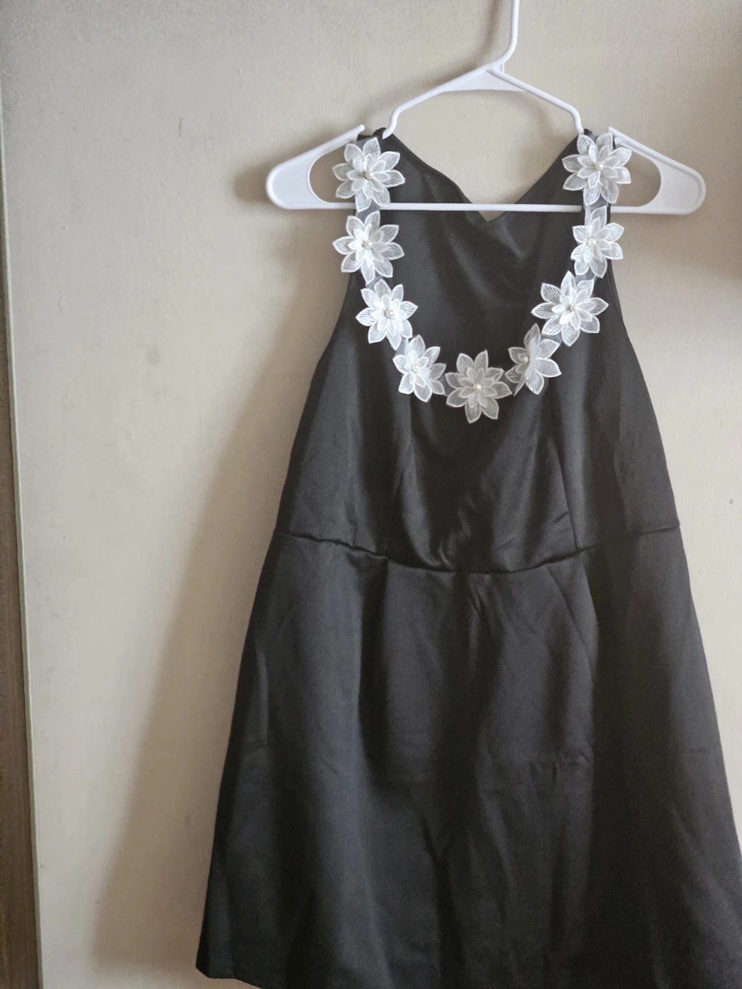 Black Halter Dress with Floral Neckline - photo 2