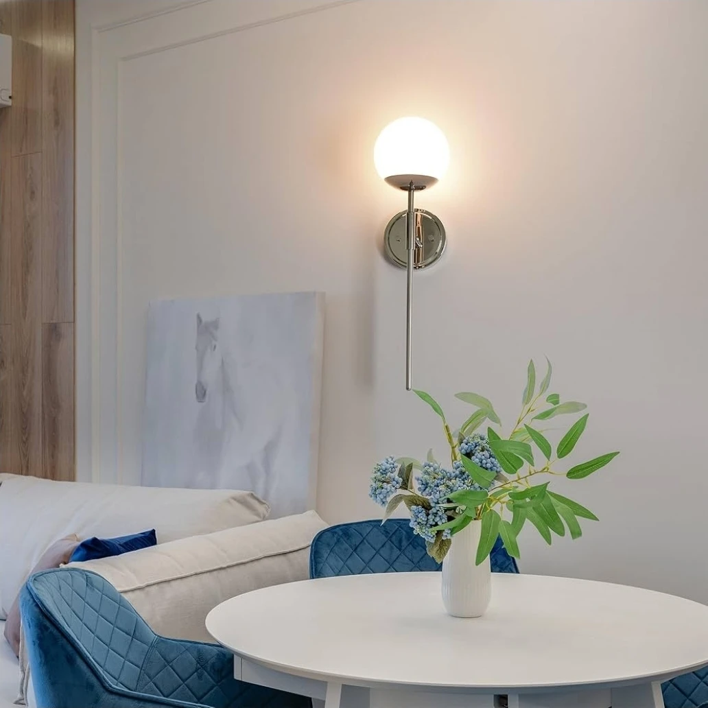 Modern Globe Wall Sconce - Polished Nickel 🥕