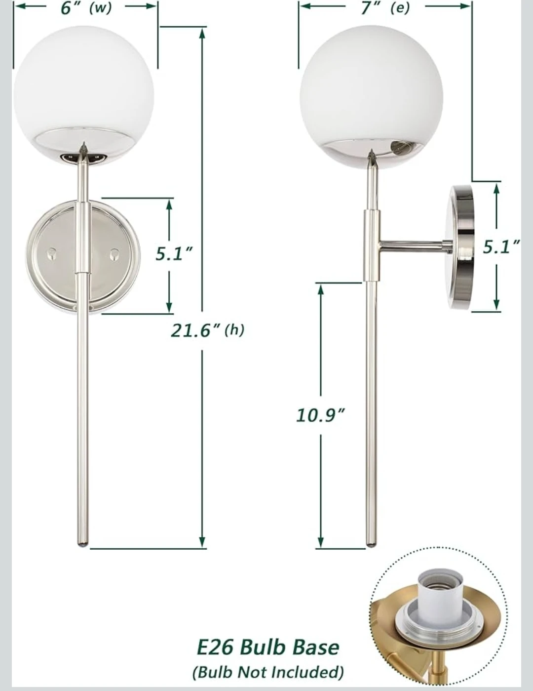 Modern Globe Wall Sconce - Polished Nickel 🥕 - photo 2