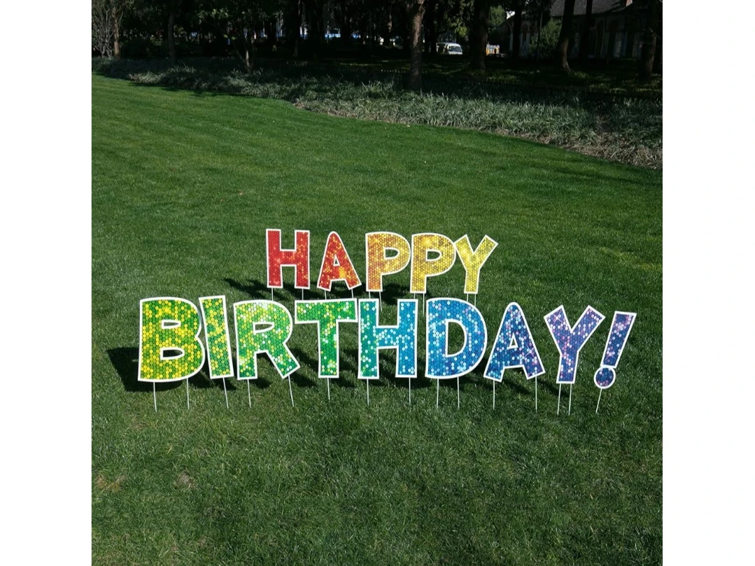 Happy Birthday Yard Sign Letters with Stakes